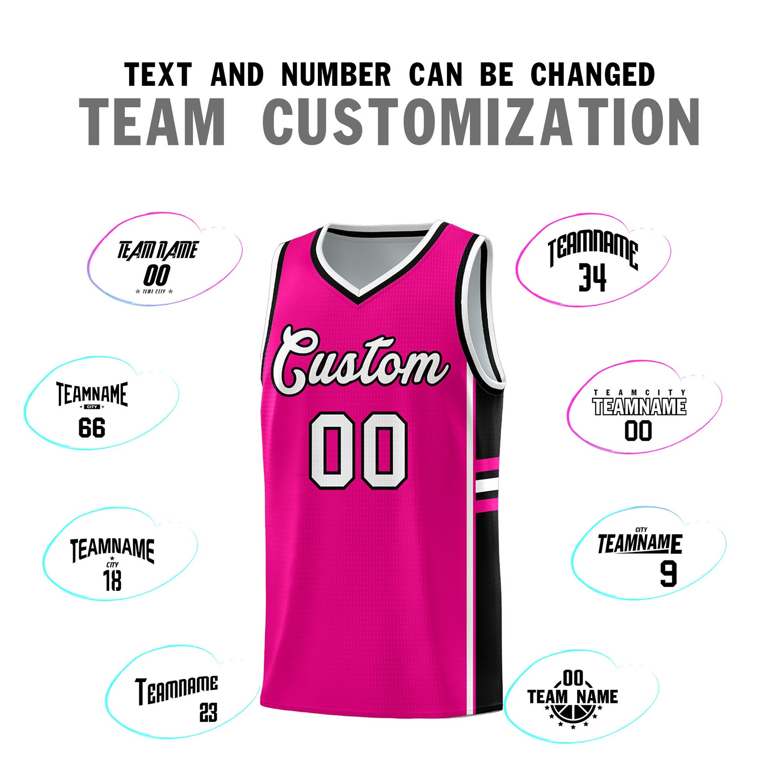 Custom Youth Basketball Jersey - Pink Black Personalized Varsity Two-Tone Uniform