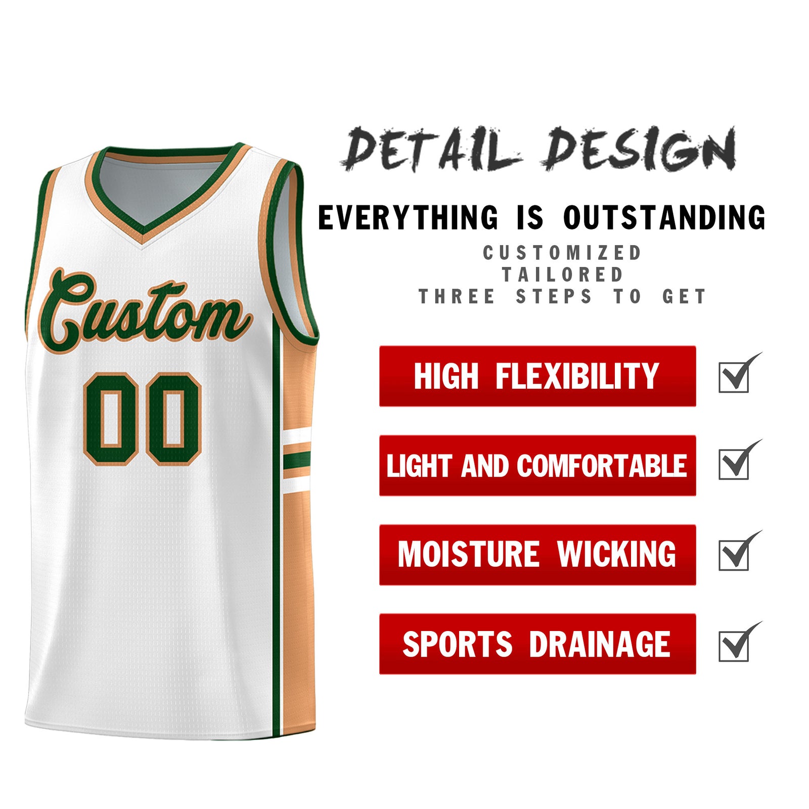 Custom Youth Basketball Jersey - White Buckskin Brown Two-Tone Varsity Jersey Set