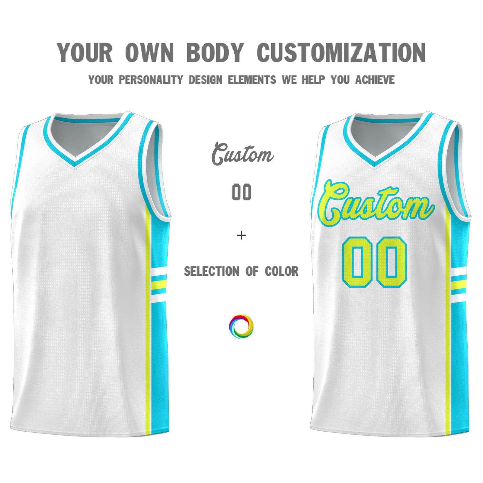 Custom Youth Basketball Jersey - White Sky Blue Two-Tone Varsity Jersey Set
