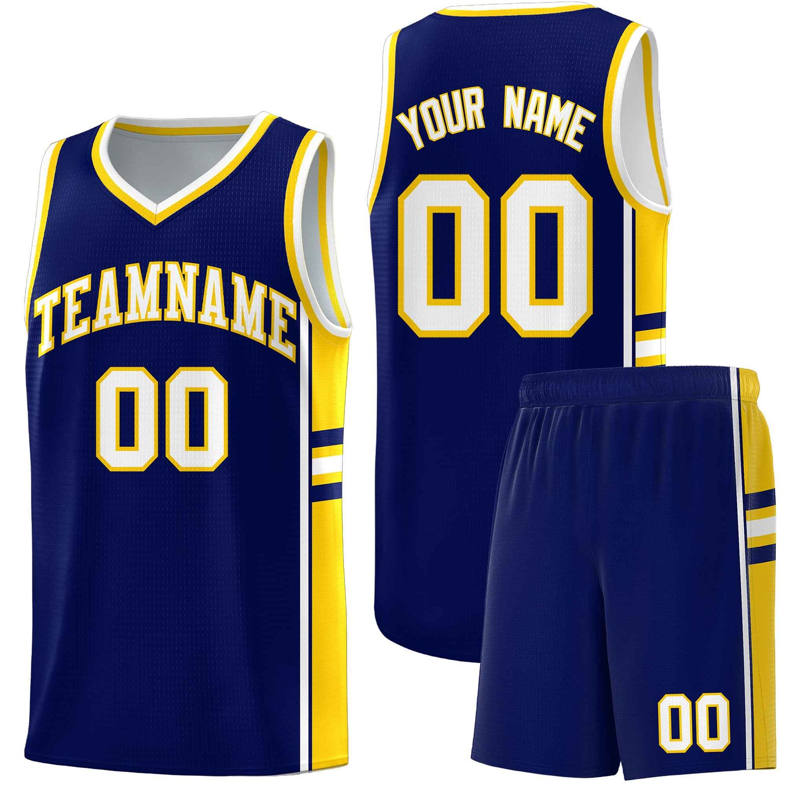 Custom Youth Basketball Jersey - Navy Gold Two-Tone Varsity Jersey Set