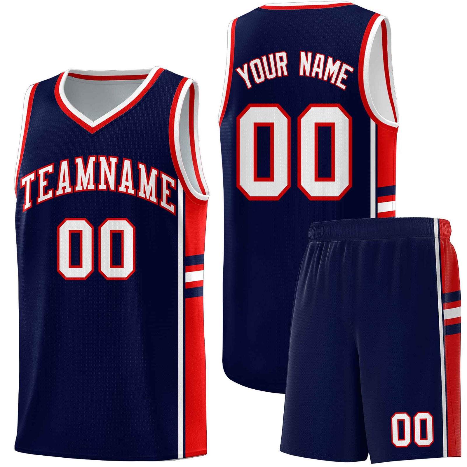Custom Youth Basketball Jersey - Navy Red Two-Tone Varsity Jersey Set