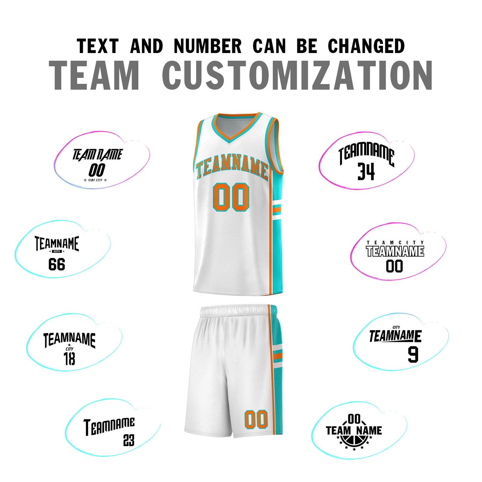 Custom Youth Basketball Jersey - White Aqua Personalized Varsity Two-Tone Uniform