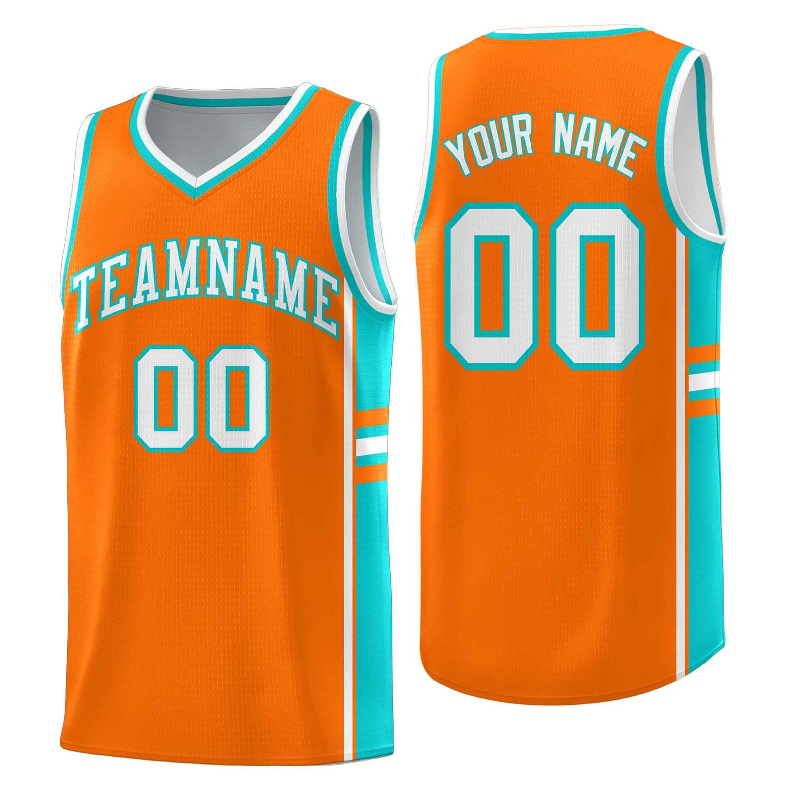 Custom Youth Basketball Jersey - Orange Aqua Two-Tone Varsity Jersey Set