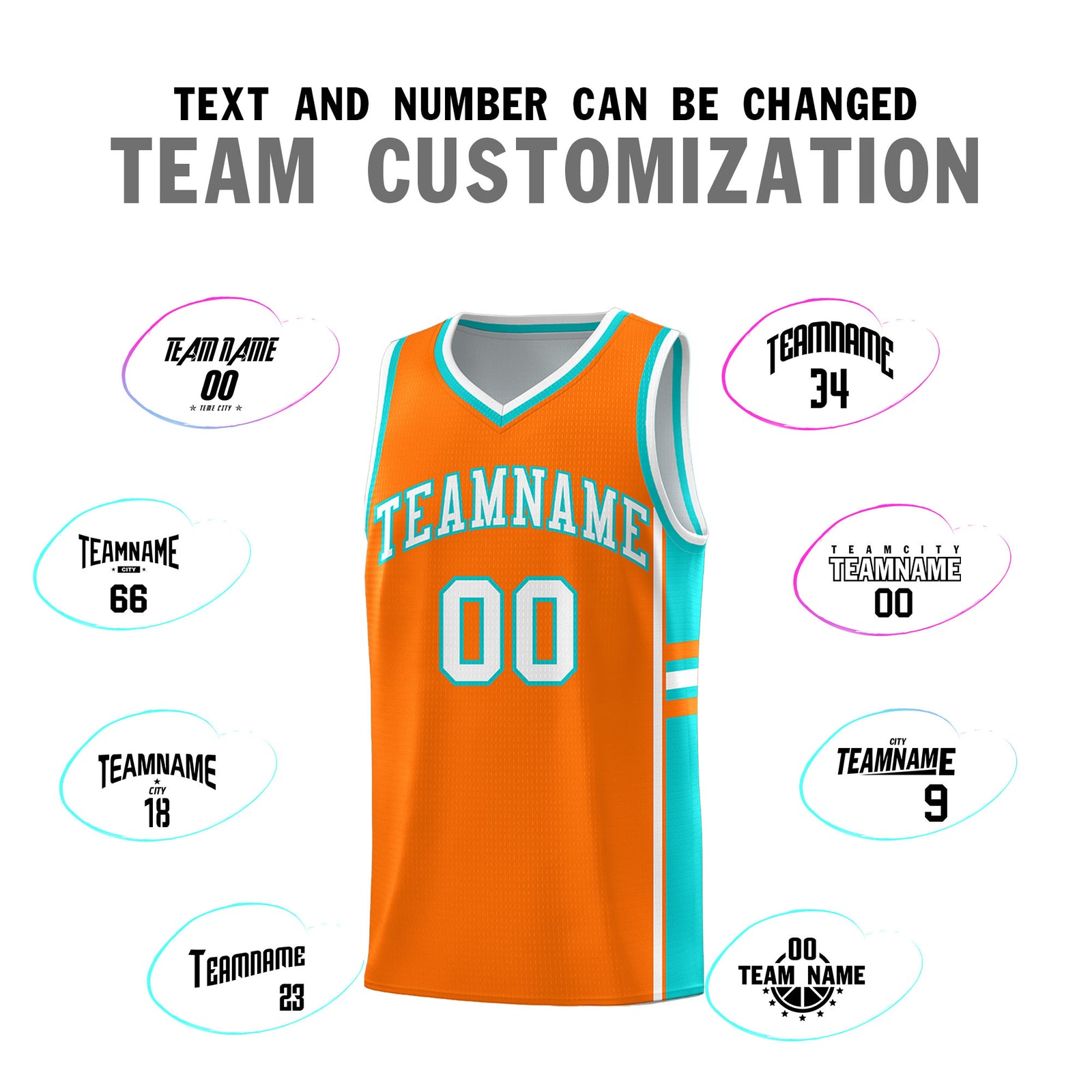 Custom Youth Basketball Jersey - Orange Aqua Two-Tone Varsity Jersey Set