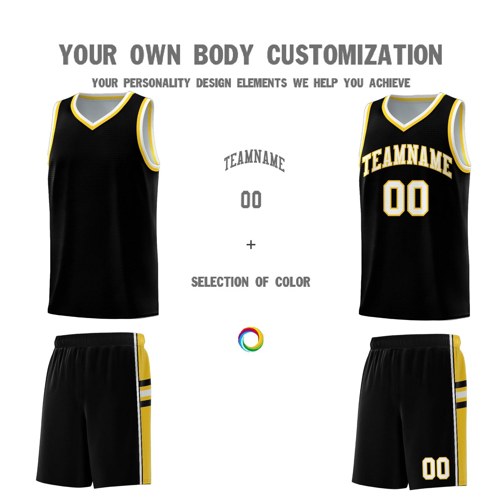 Custom Youth Basketball Jersey - Black Gold Two-Tone Varsity Jersey Set