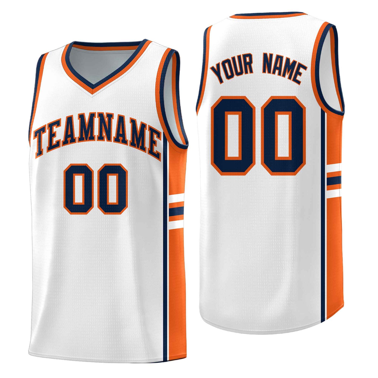 Custom Youth Basketball Jersey - White Orange Personalized Varsity Two-Tone Uniform