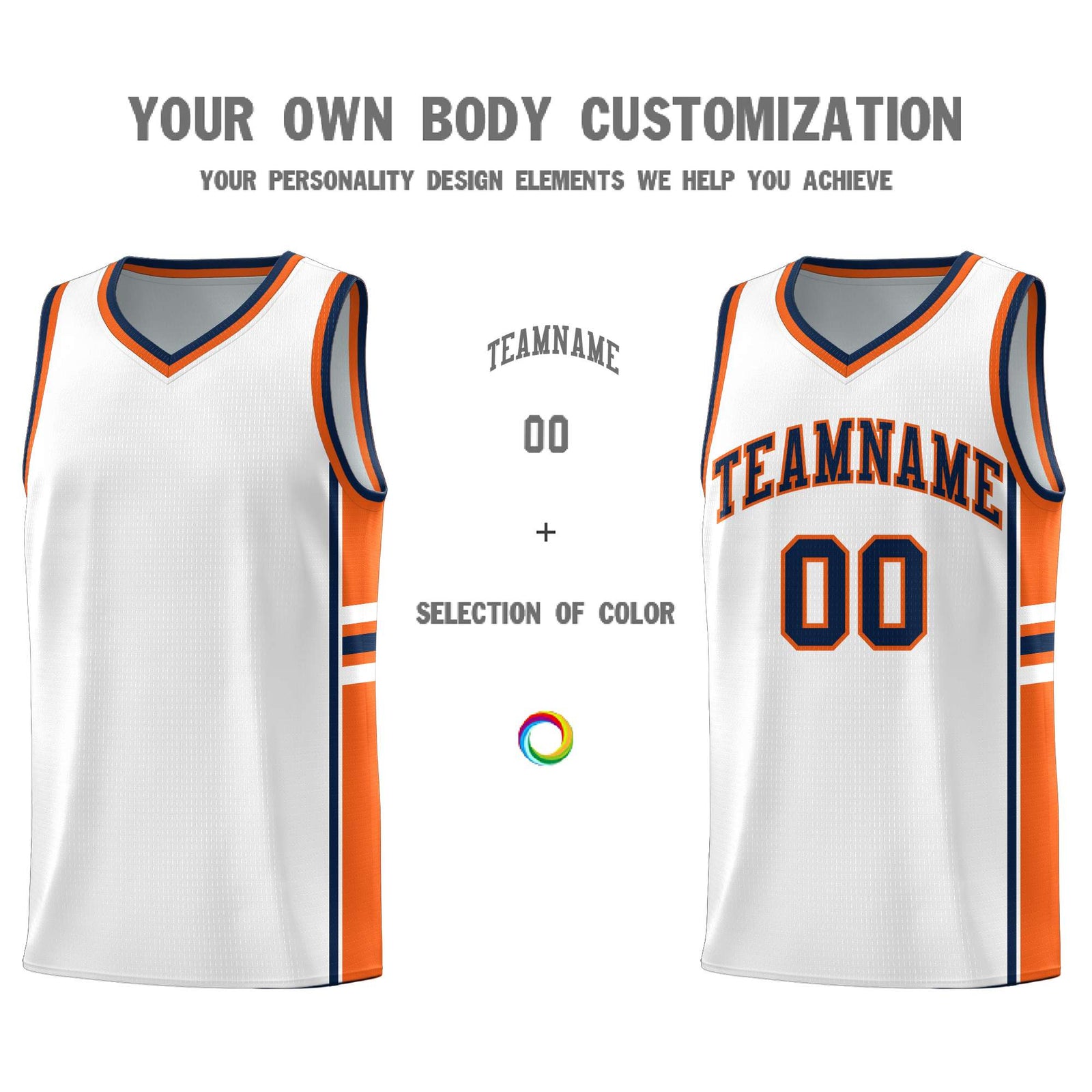 Custom Youth Basketball Jersey - White Orange Personalized Varsity Two-Tone Uniform