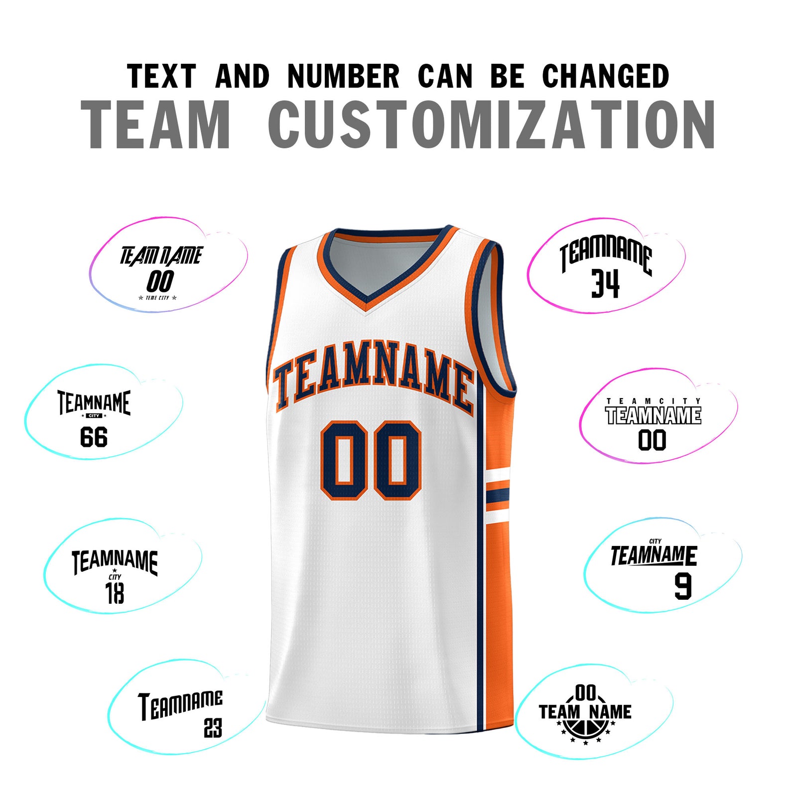 Custom Youth Basketball Jersey - White Orange Personalized Varsity Two-Tone Uniform