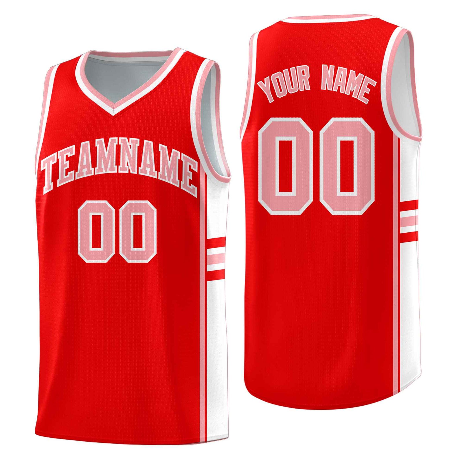 Custom Youth Basketball Jersey - Light Red White Two-Tone Classic Varsity Uniform