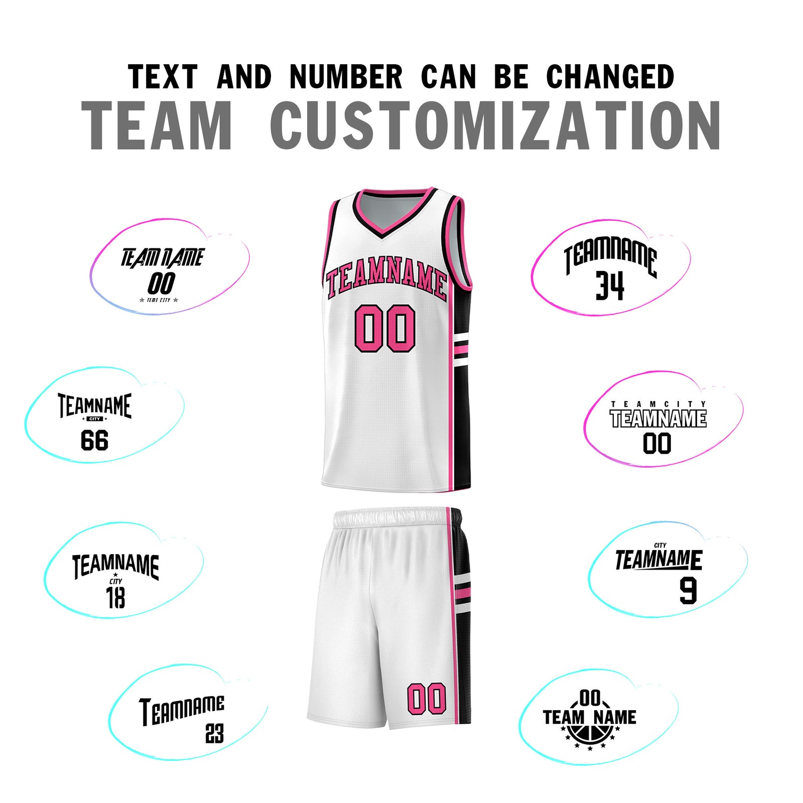 Custom Youth Basketball Jersey - White Pink Personalized Varsity Two-Tone Uniform