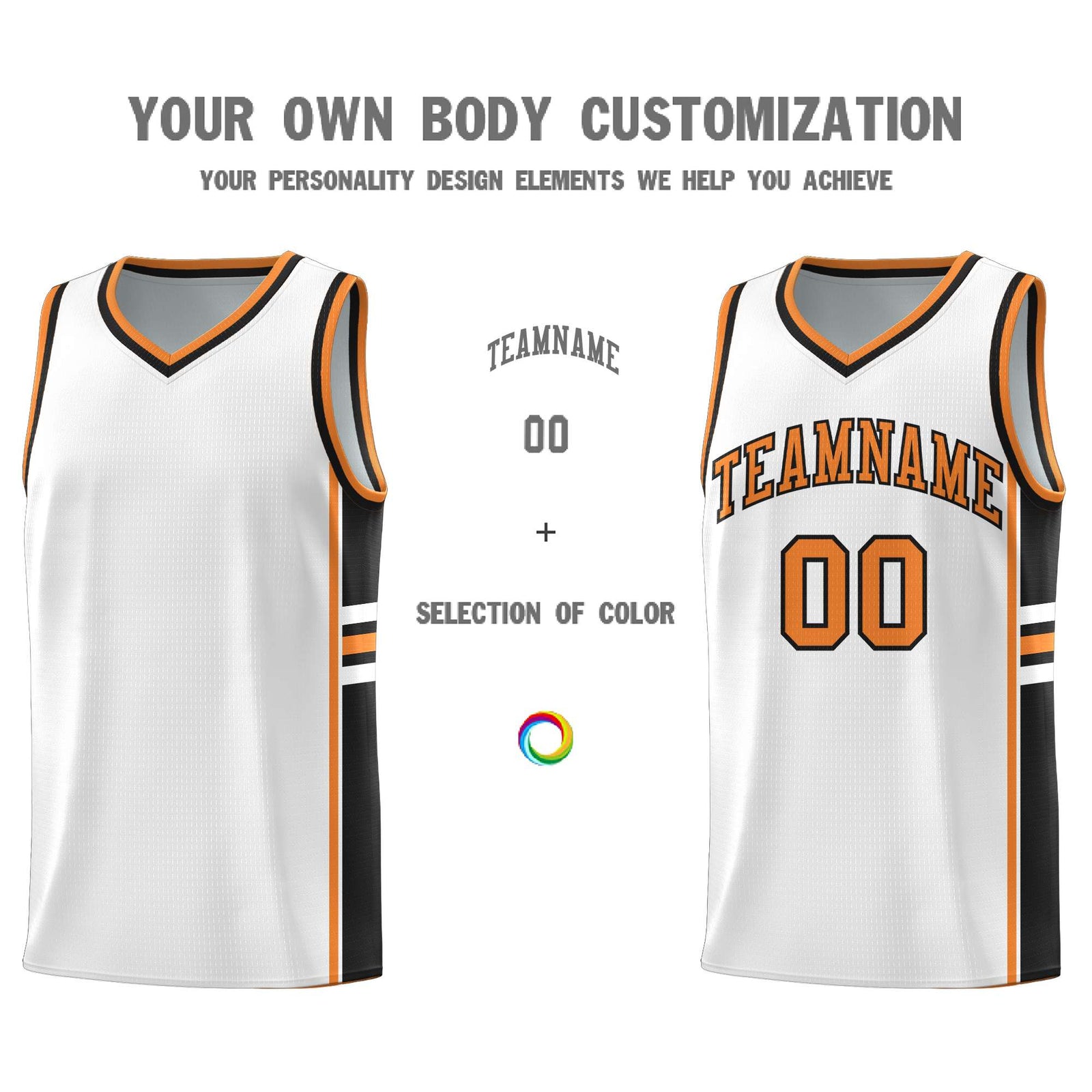 Custom Youth Basketball Jersey - White Gold Orange Personalized Varsity Two-Tone Uniform