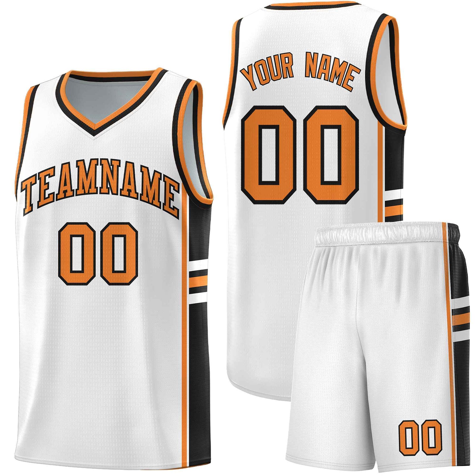 Custom Youth Basketball Jersey - White Gold Orange Personalized Varsity Two-Tone Uniform