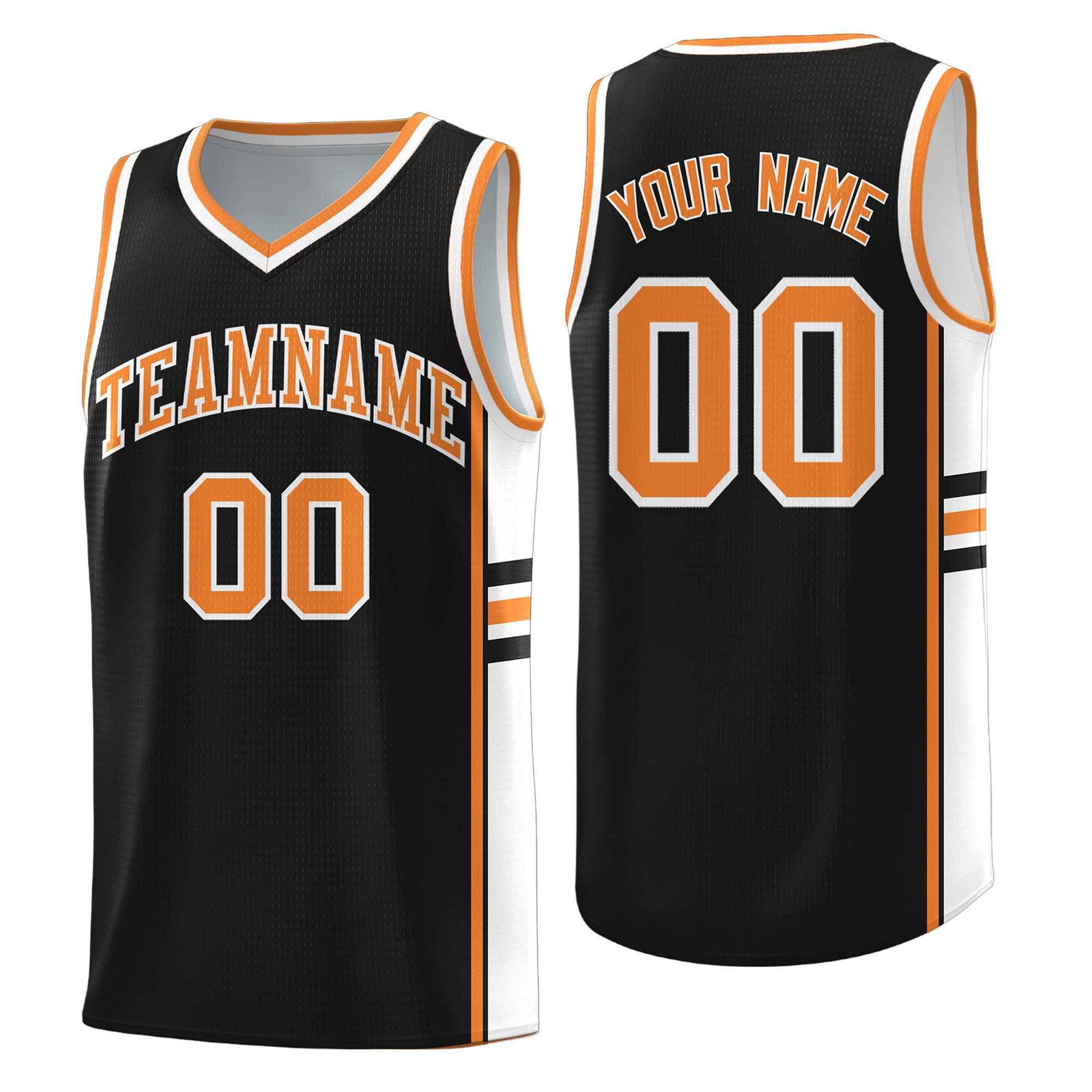Custom Youth Basketball Jersey - Black Gold Orange Two-Tone Classic Varsity Uniform
