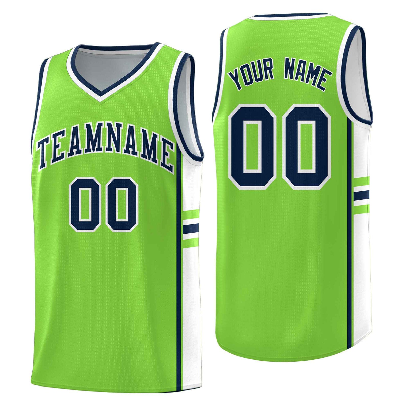 Custom Youth Basketball Jersey - Fluorescent Green White Two-Tone Classic Varsity Uniform