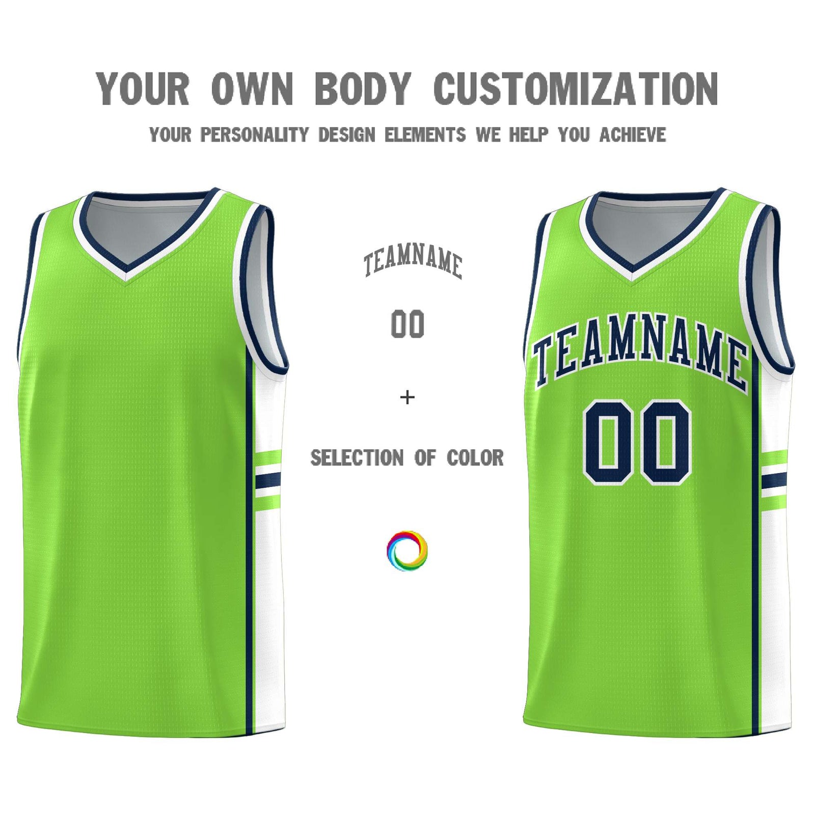 Custom Youth Basketball Jersey - Fluorescent Green White Two-Tone Classic Varsity Uniform