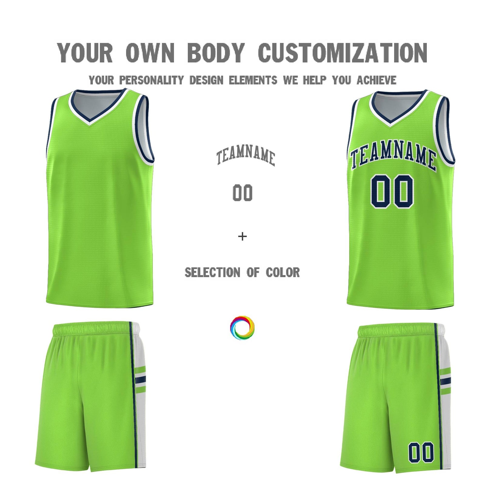 Custom Youth Basketball Jersey - Fluorescent Green White Two-Tone Classic Varsity Uniform