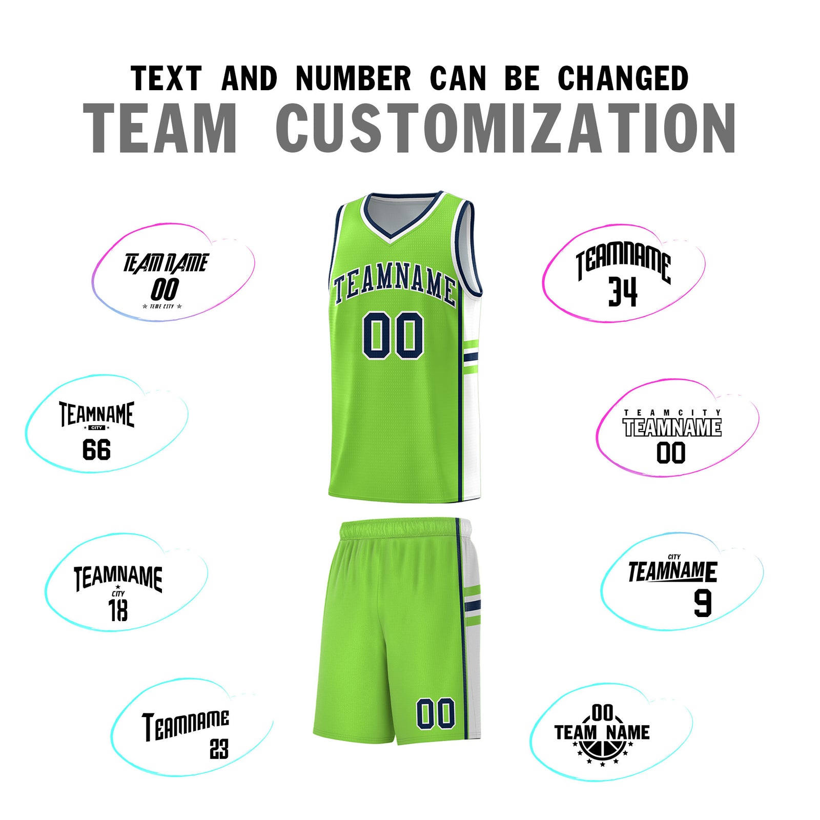 Custom Youth Basketball Jersey - Fluorescent Green White Two-Tone Classic Varsity Uniform