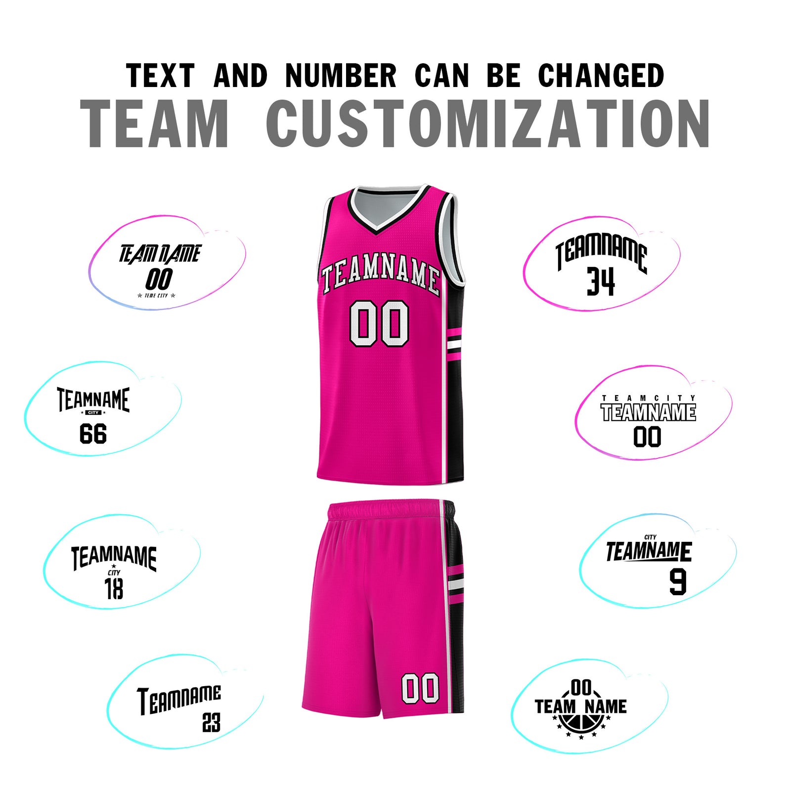 Custom Youth Basketball Jersey - Pink Black Personalized Varsity Two-Tone Uniform