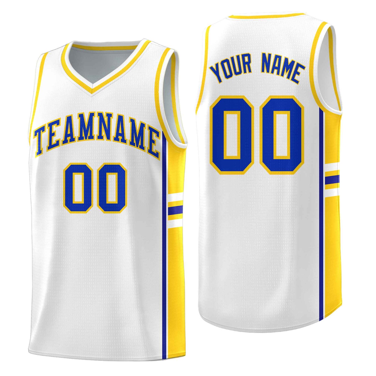 Custom Youth Basketball Jersey - White Fluorescent Yellow Two-Tone Varsity Jersey Set