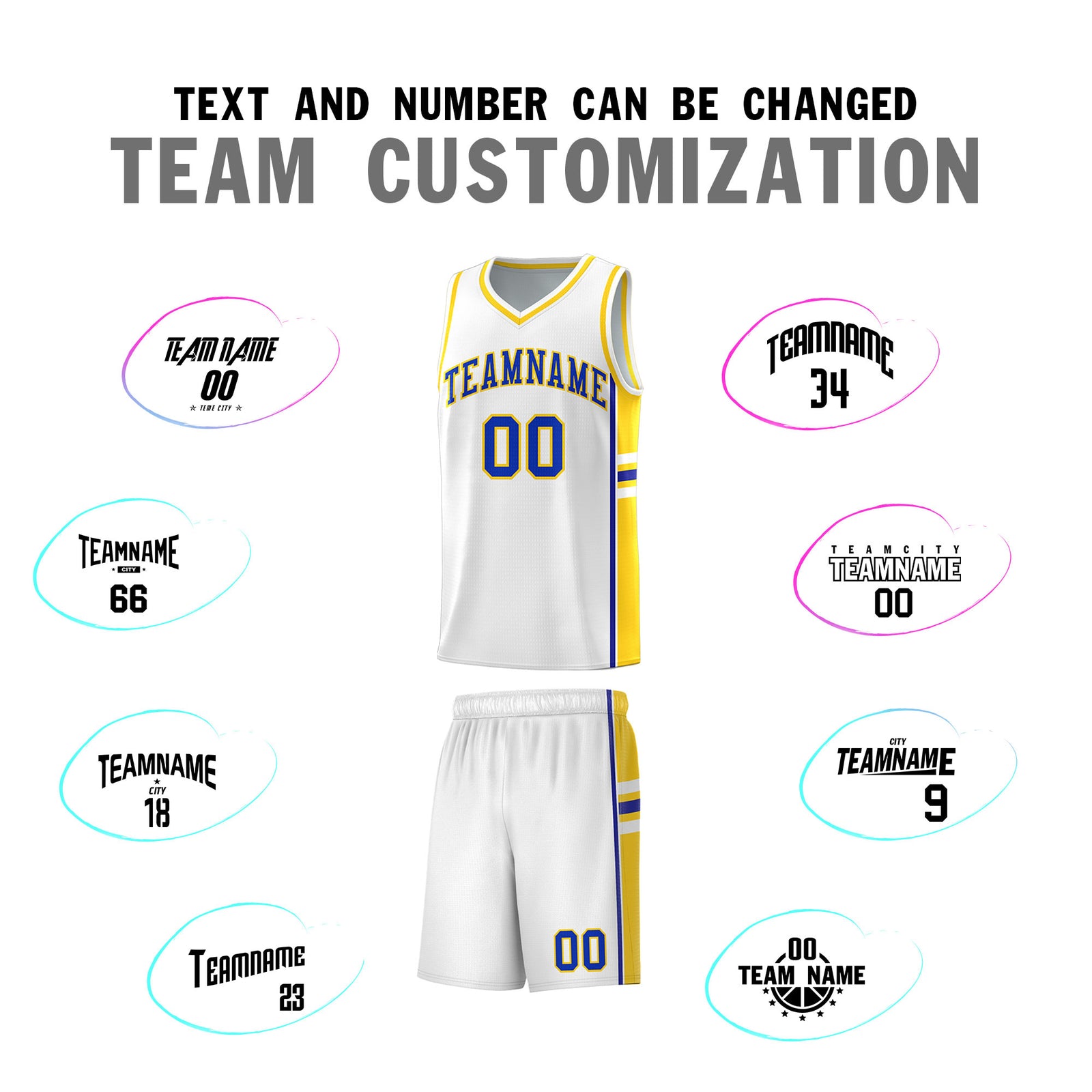 Custom Youth Basketball Jersey - White Fluorescent Yellow Two-Tone Varsity Jersey Set