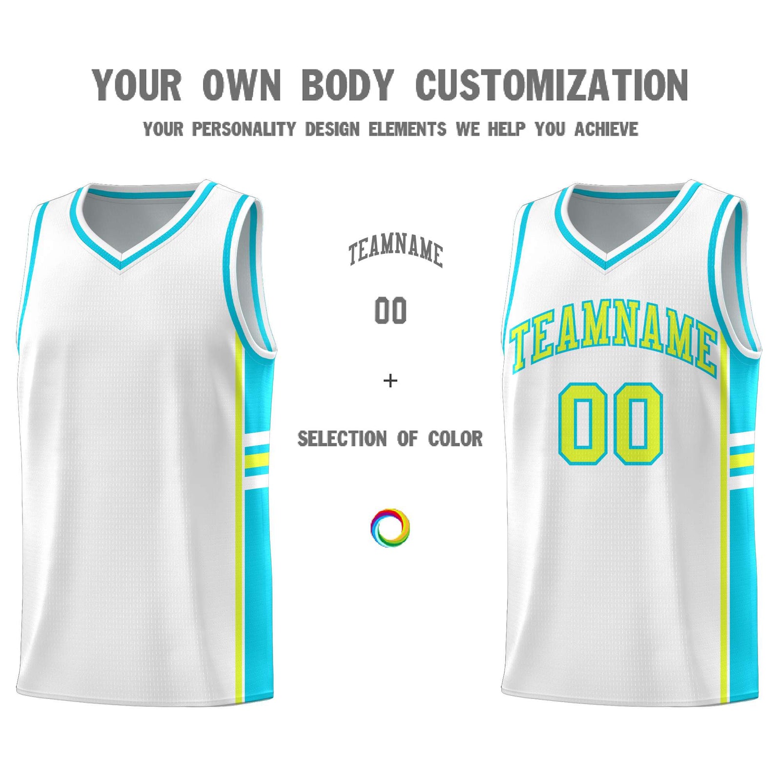 Custom Youth Basketball Jersey - White Sky Blue Two-Tone Varsity Jersey Set