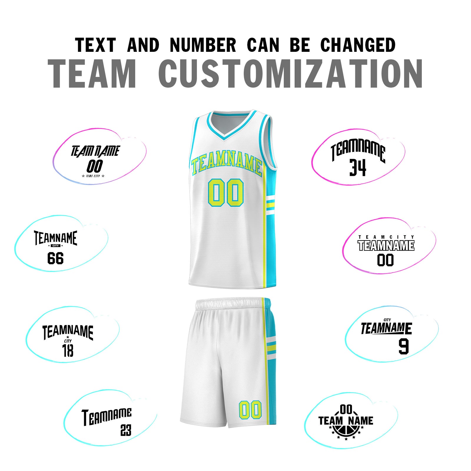 Custom Youth Basketball Jersey - White Sky Blue Two-Tone Varsity Jersey Set