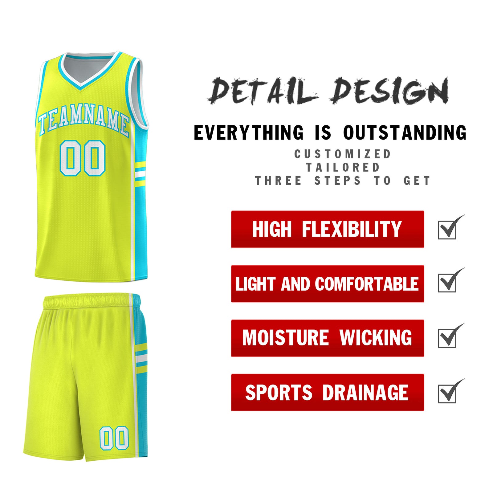 Custom Youth Basketball Jersey - Fluorescent Green Sky Blue Two-Tone Classic Varsity Uniform