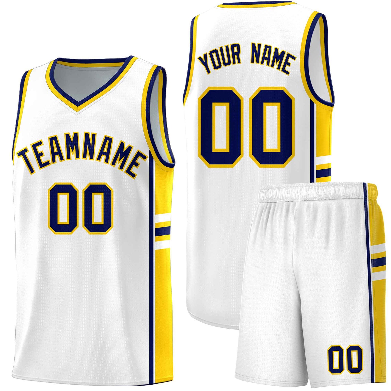 Custom Youth Basketball Jersey - White Gold Personalized Varsity Two-Tone Uniform
