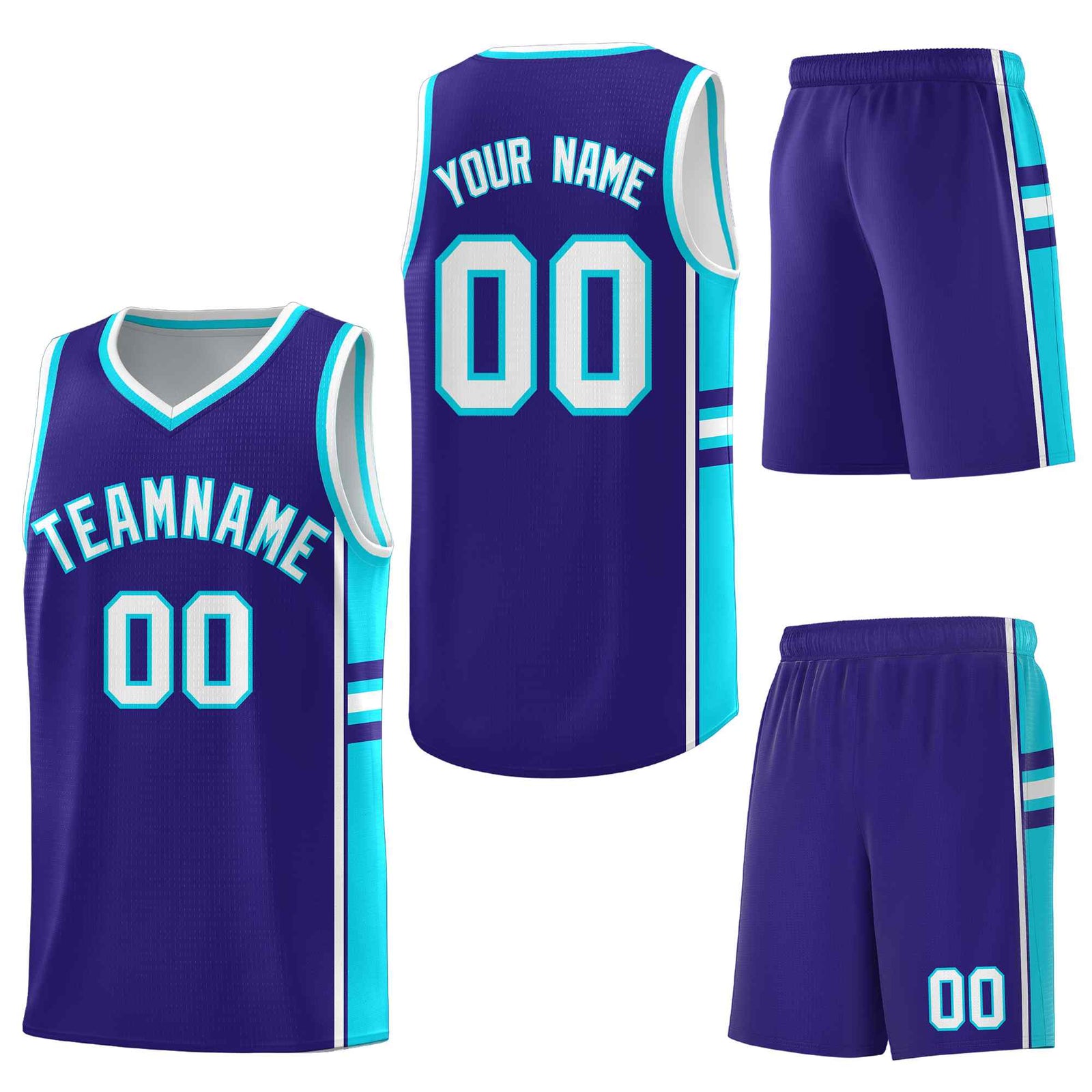 Custom Royal Sky Blue Classic Color Block Lightweight Varsity Uniform Basketball Jersey