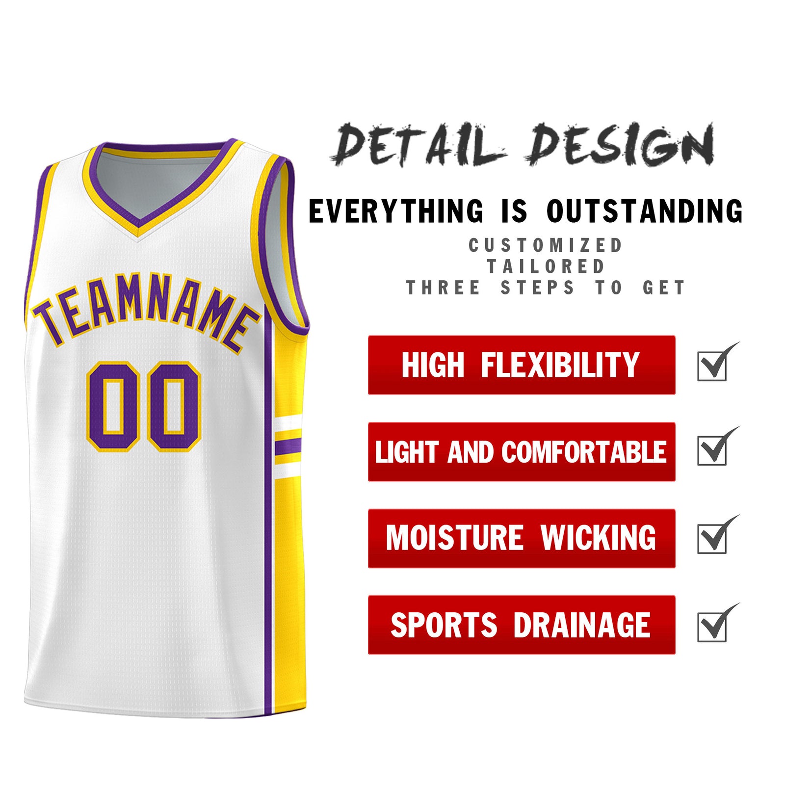 Custom Youth Basketball Jersey - White Gold Personalized Varsity Two-Tone Uniform