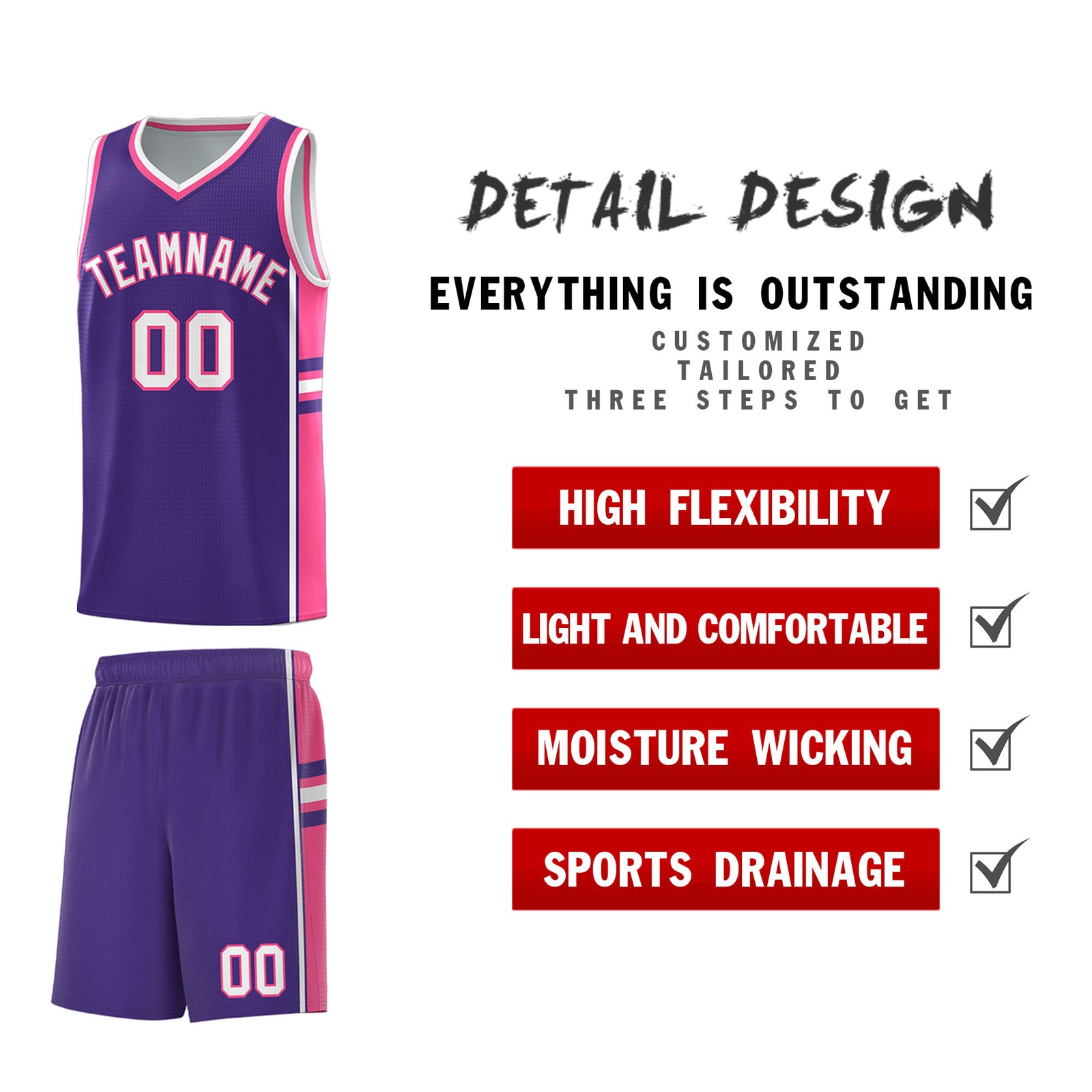 Custom Youth Basketball Jersey - Purple Pink Two-Tone Classic Varsity Uniform