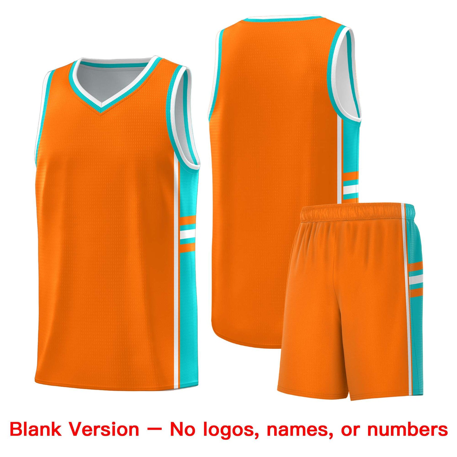 Custom Youth Basketball Jersey - Orange Aqua Two-Tone Varsity Jersey Set