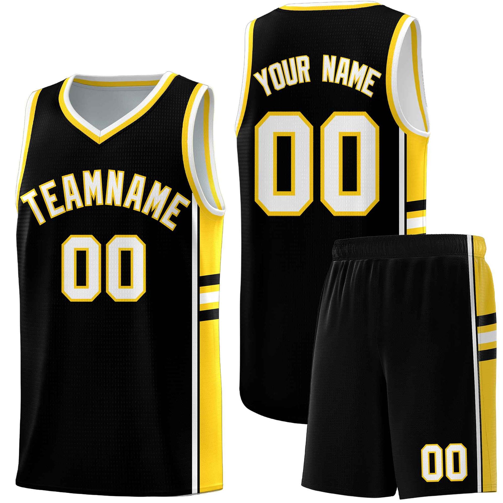 Custom Youth Basketball Jersey - Black Gold Two-Tone Varsity Jersey Set