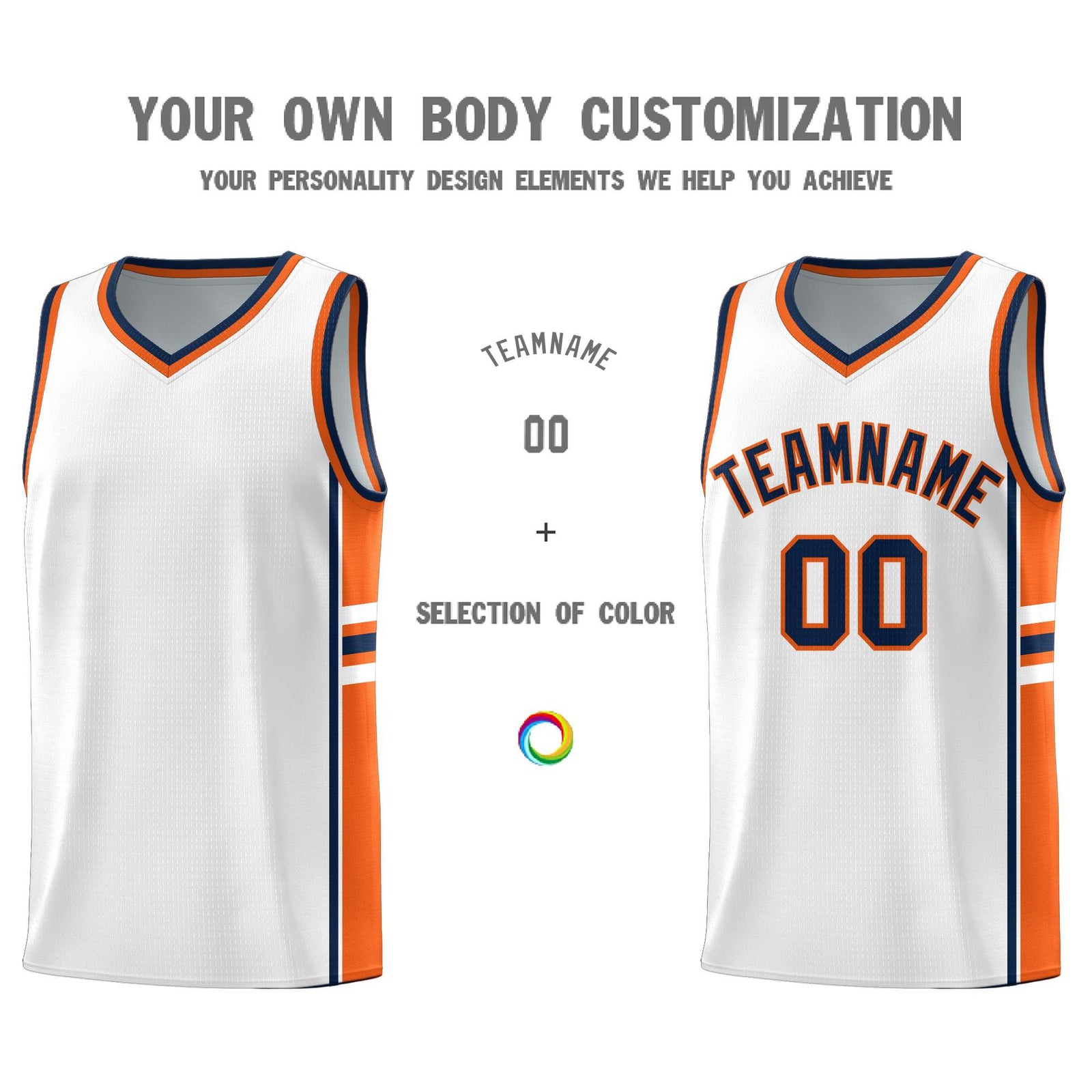 Custom Youth Basketball Jersey - White Orange Personalized Varsity Two-Tone Uniform