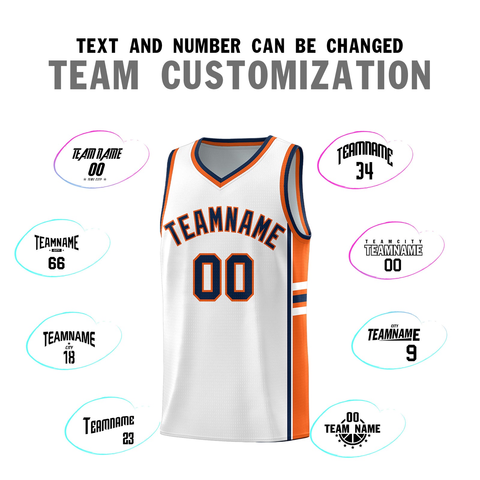 Custom Youth Basketball Jersey - White Orange Personalized Varsity Two-Tone Uniform