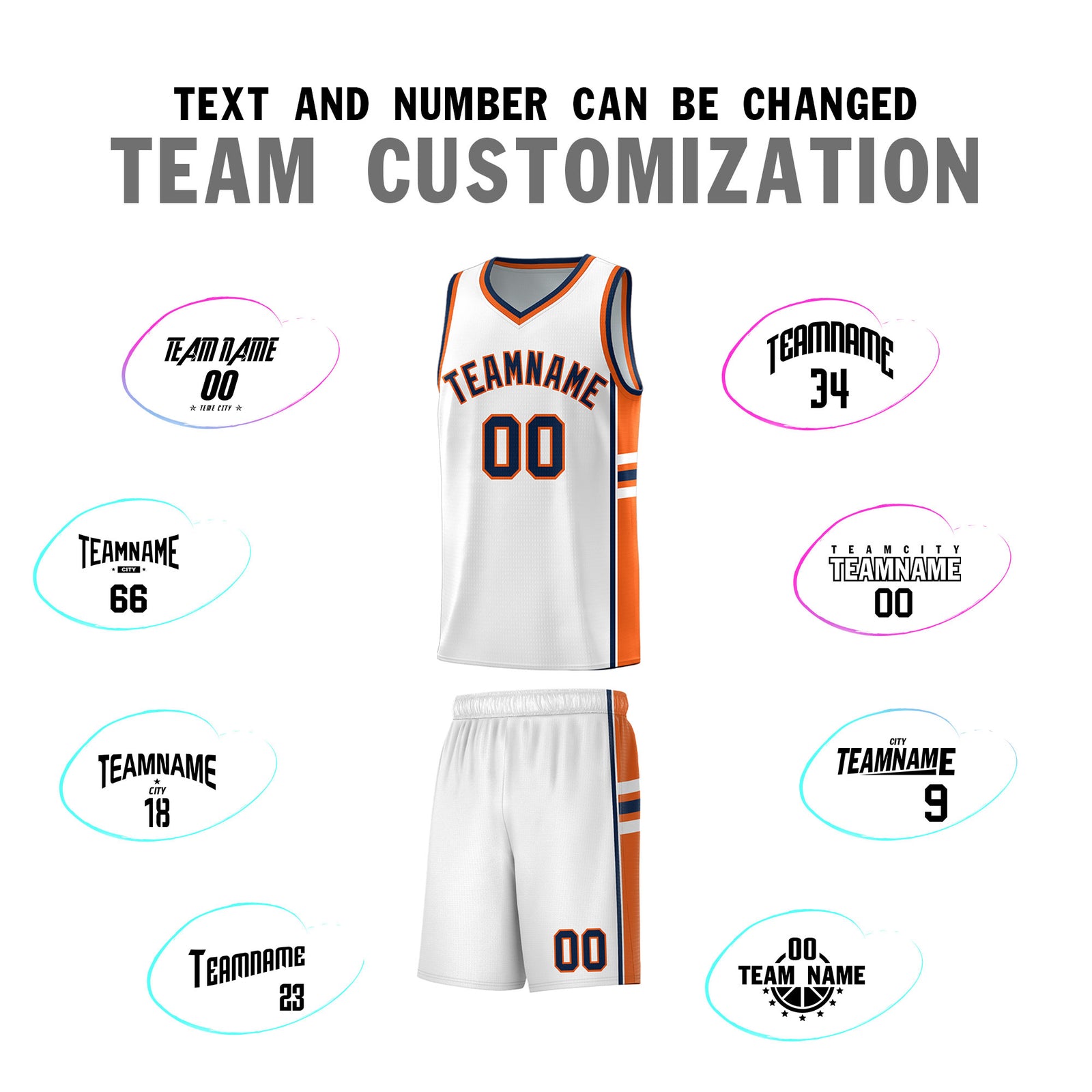 Custom Youth Basketball Jersey - White Orange Personalized Varsity Two-Tone Uniform