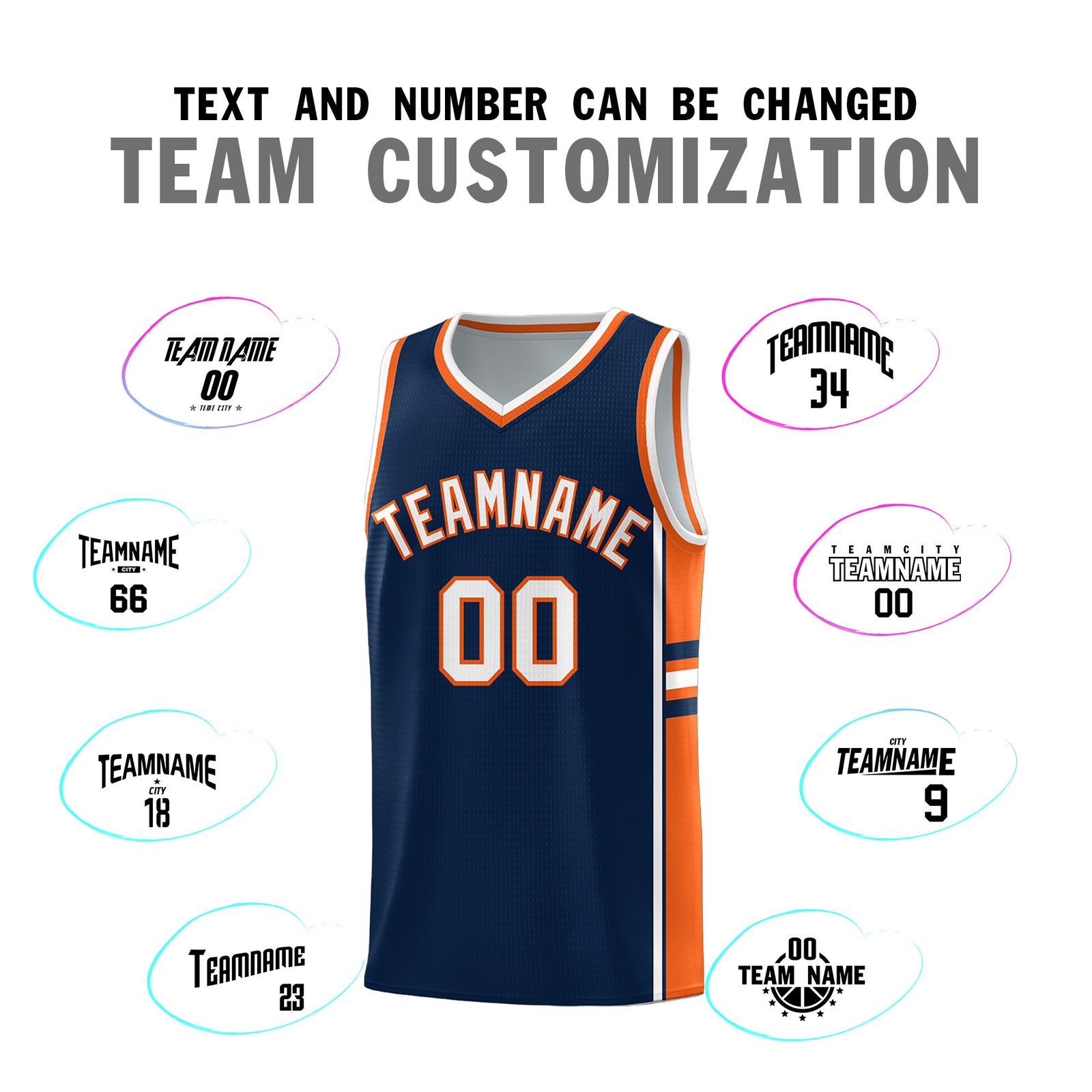 Custom Youth Basketball Jersey - Navy Orange Two-Tone Varsity Jersey Set
