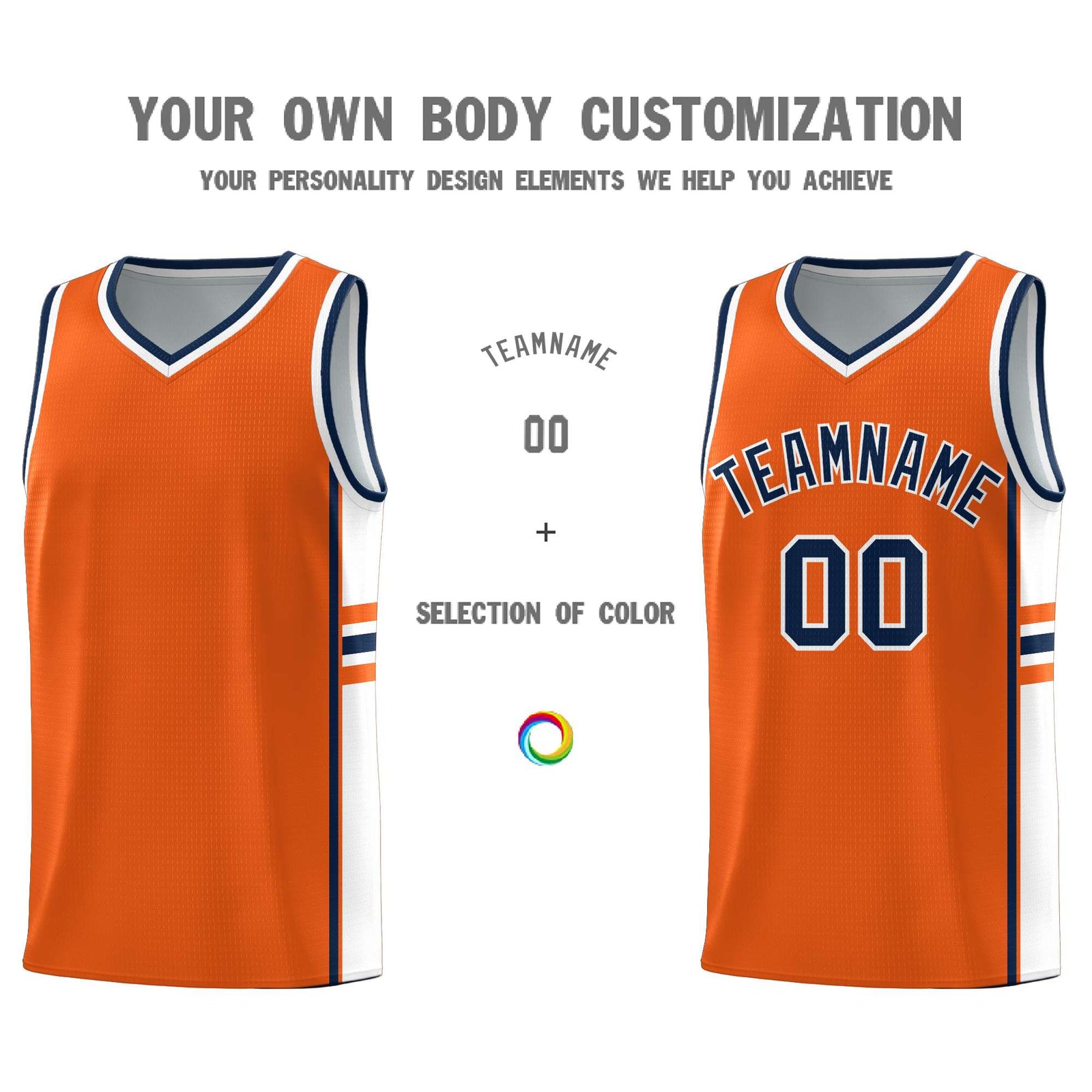 Custom Youth Basketball Jersey - Orange White Two-Tone Classic Varsity Uniform