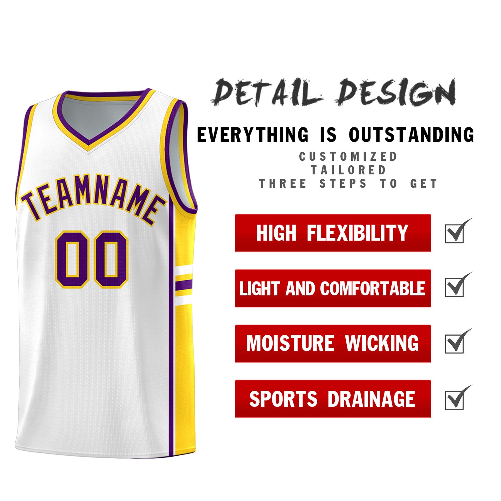 Custom Youth Basketball Jersey - White Gold Personalized Varsity Two-Tone Uniform