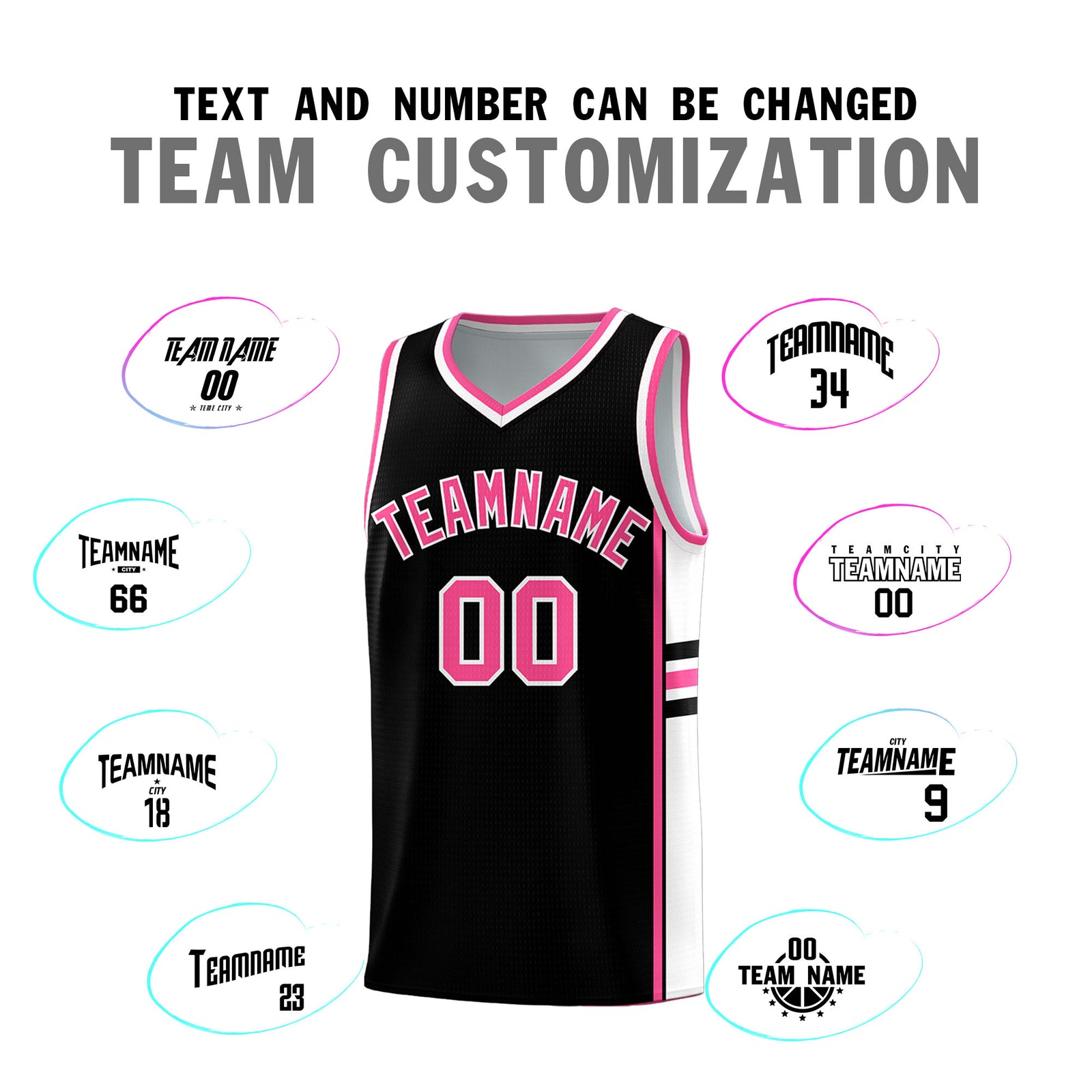 Custom Youth Basketball Jersey - Black Pink Two-Tone Classic Varsity Uniform