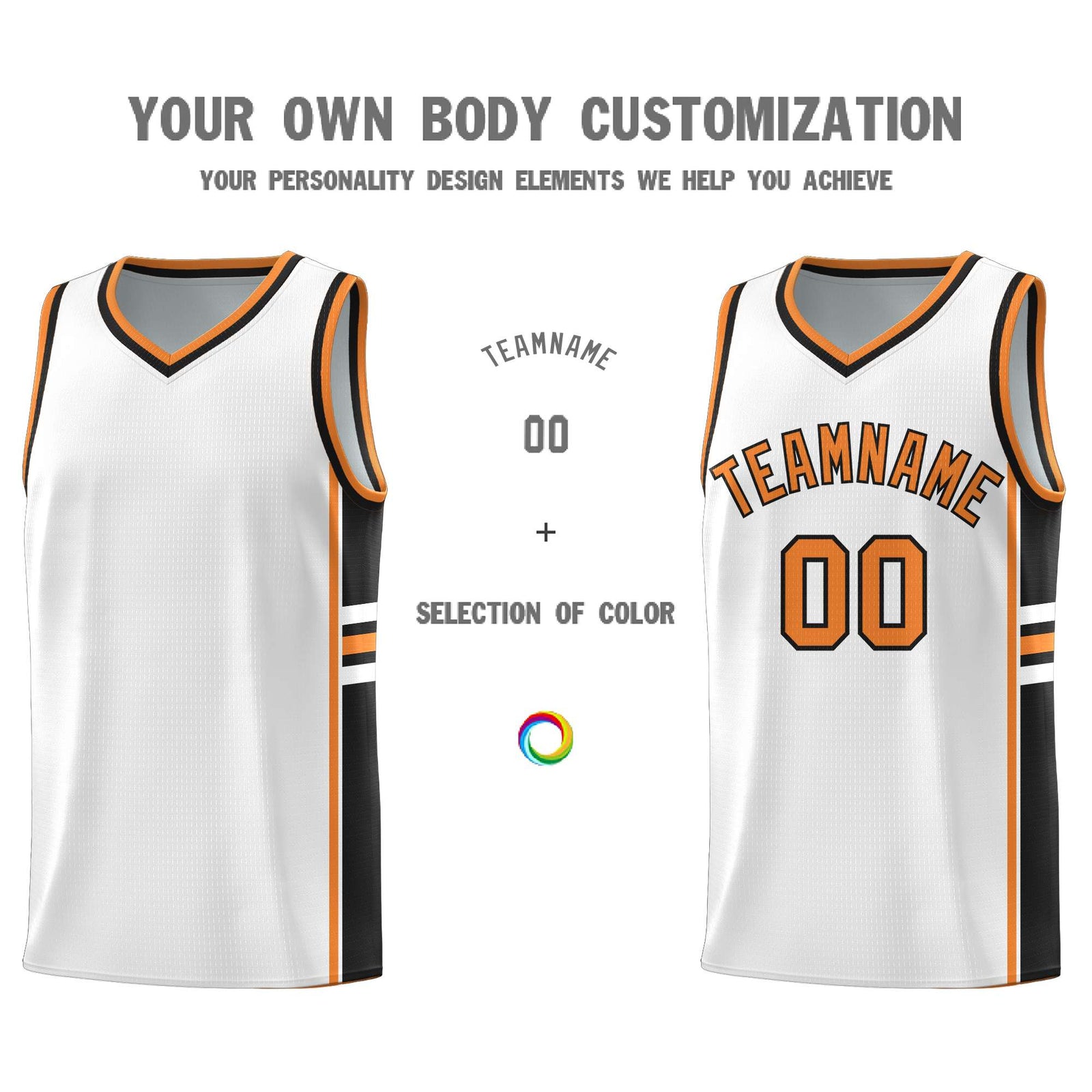 Custom Youth Basketball Jersey - White Gold Orange Personalized Varsity Two-Tone Uniform
