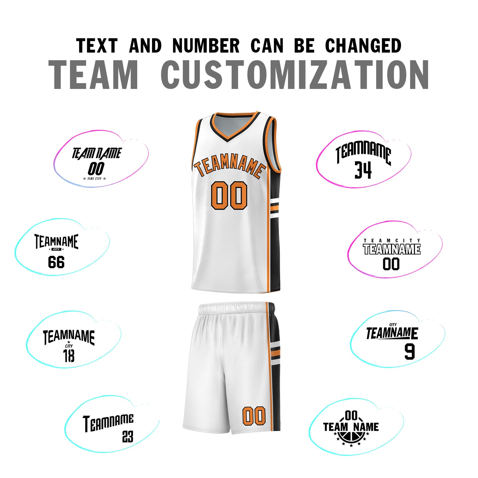 Custom Youth Basketball Jersey - White Gold Orange Personalized Varsity Two-Tone Uniform
