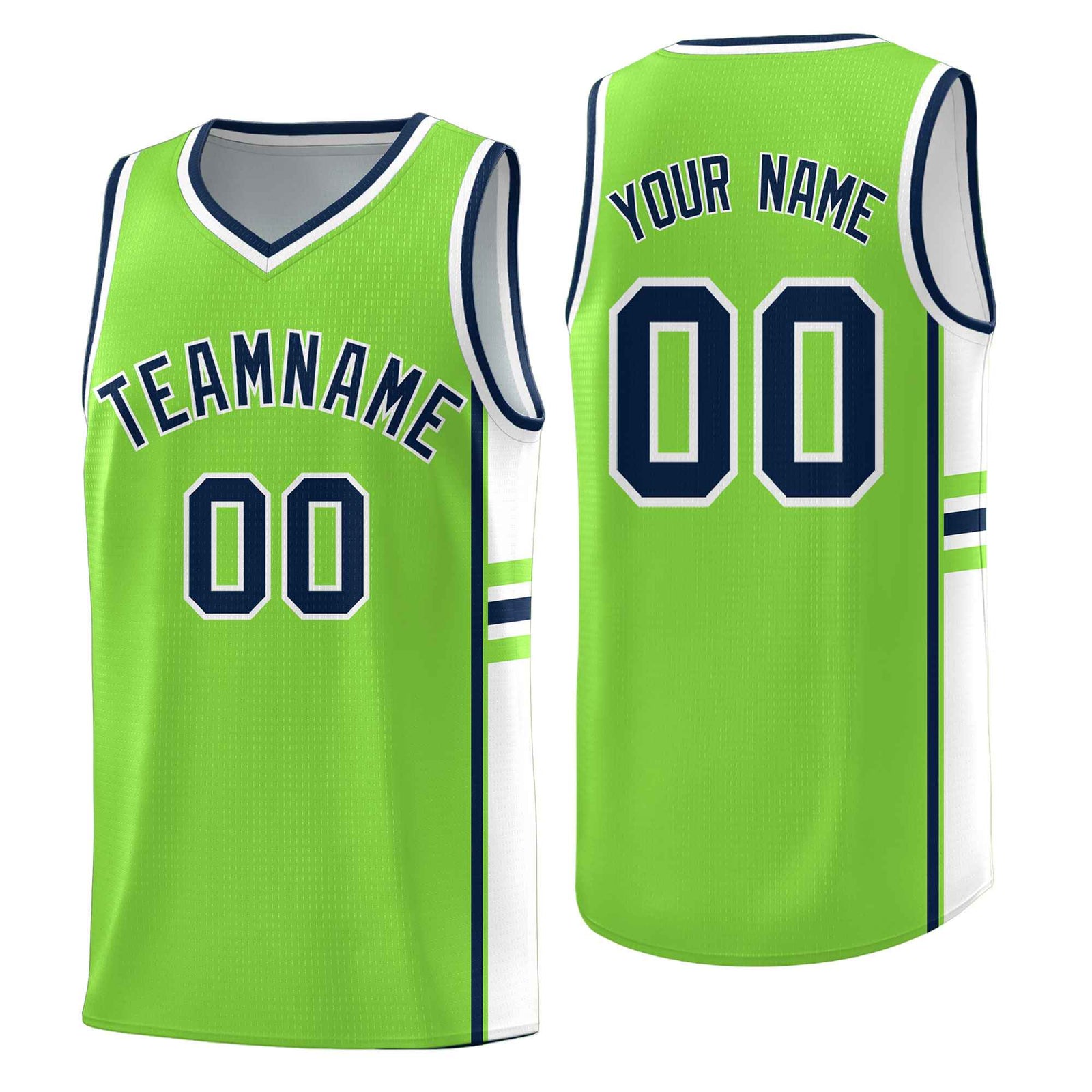 Custom Youth Basketball Jersey - Fluorescent Green White Two-Tone Classic Varsity Uniform