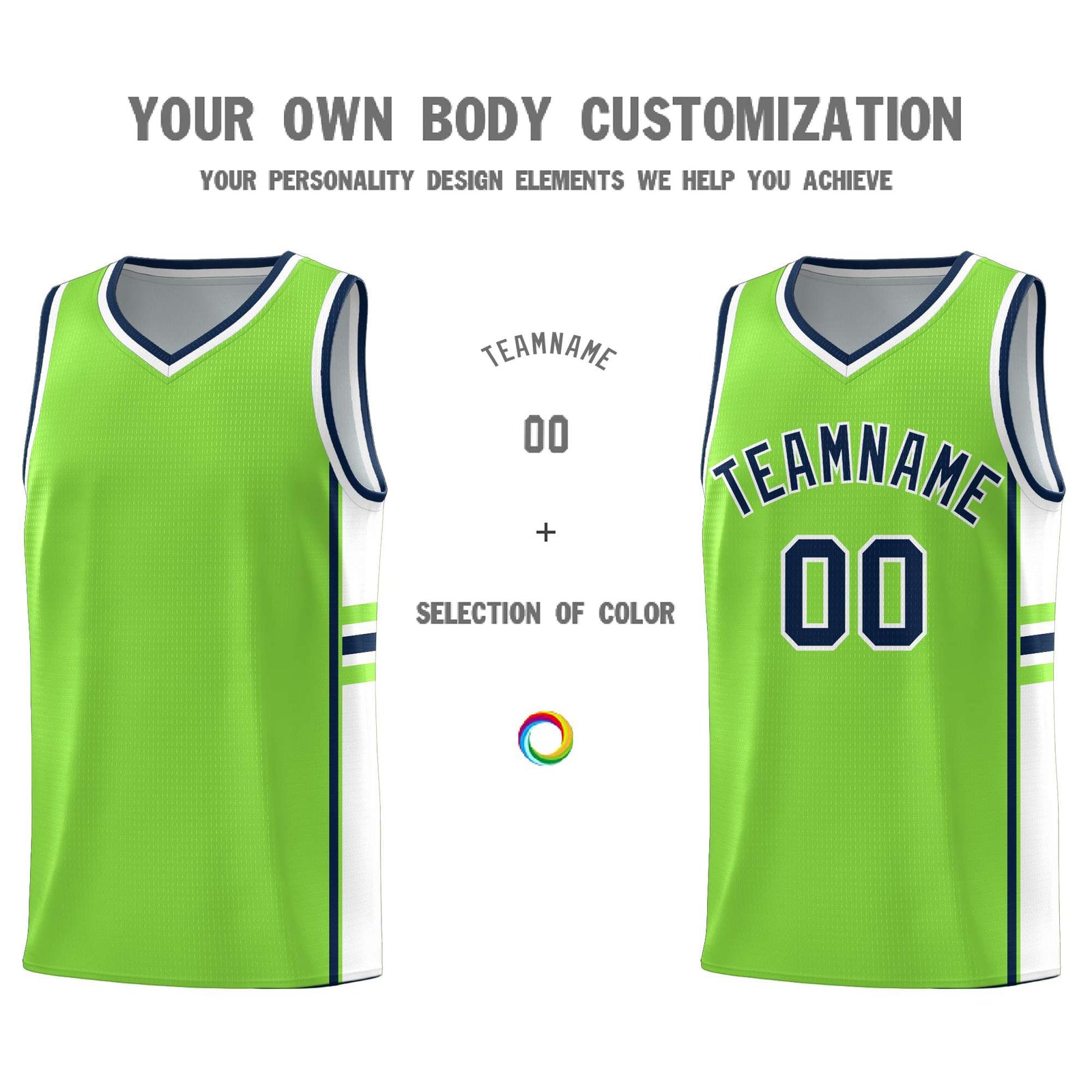 Custom Youth Basketball Jersey - Fluorescent Green White Two-Tone Classic Varsity Uniform