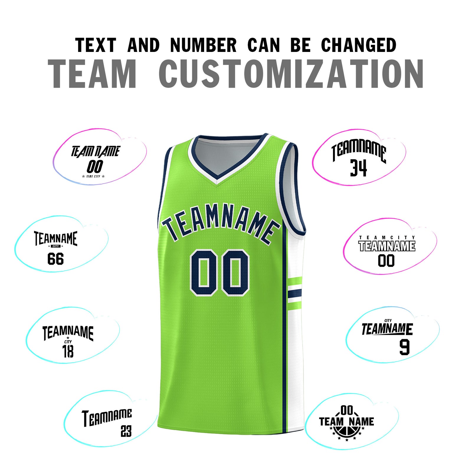 Custom Youth Basketball Jersey - Fluorescent Green White Two-Tone Classic Varsity Uniform