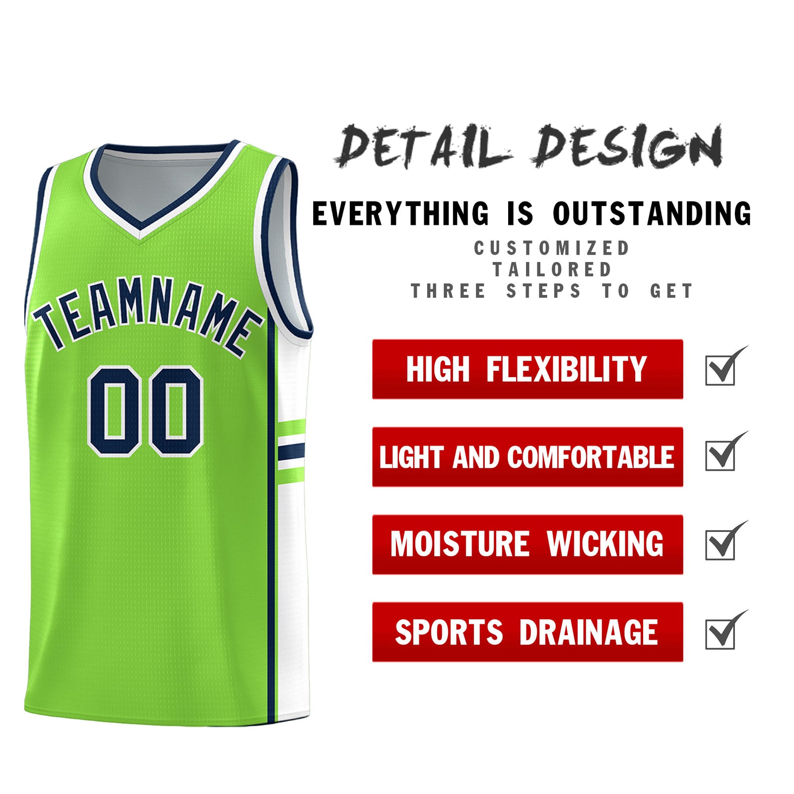 Custom Youth Basketball Jersey - Fluorescent Green White Two-Tone Classic Varsity Uniform
