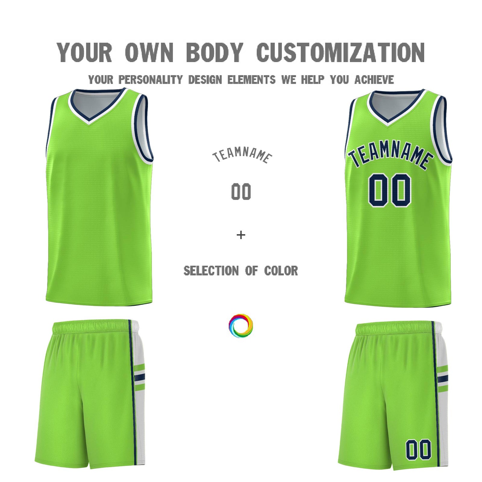 Custom Youth Basketball Jersey - Fluorescent Green White Two-Tone Classic Varsity Uniform