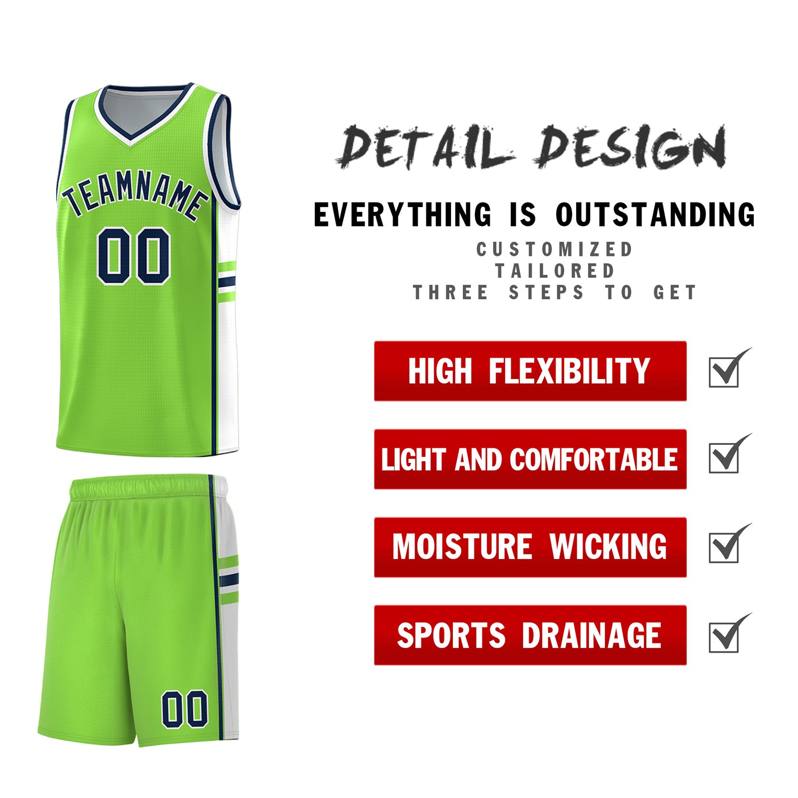 Custom Youth Basketball Jersey - Fluorescent Green White Two-Tone Classic Varsity Uniform