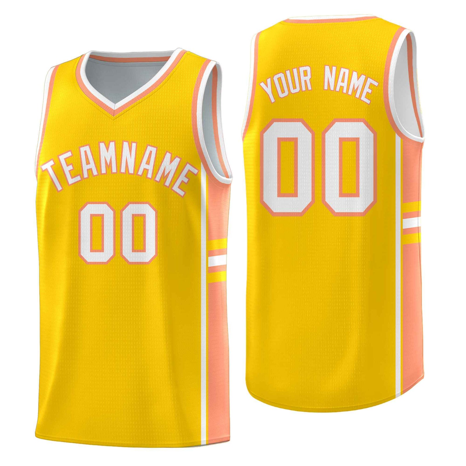 Custom Youth Basketball Jersey - Gold Light Orange Personalized Varsity Two-Tone Uniform