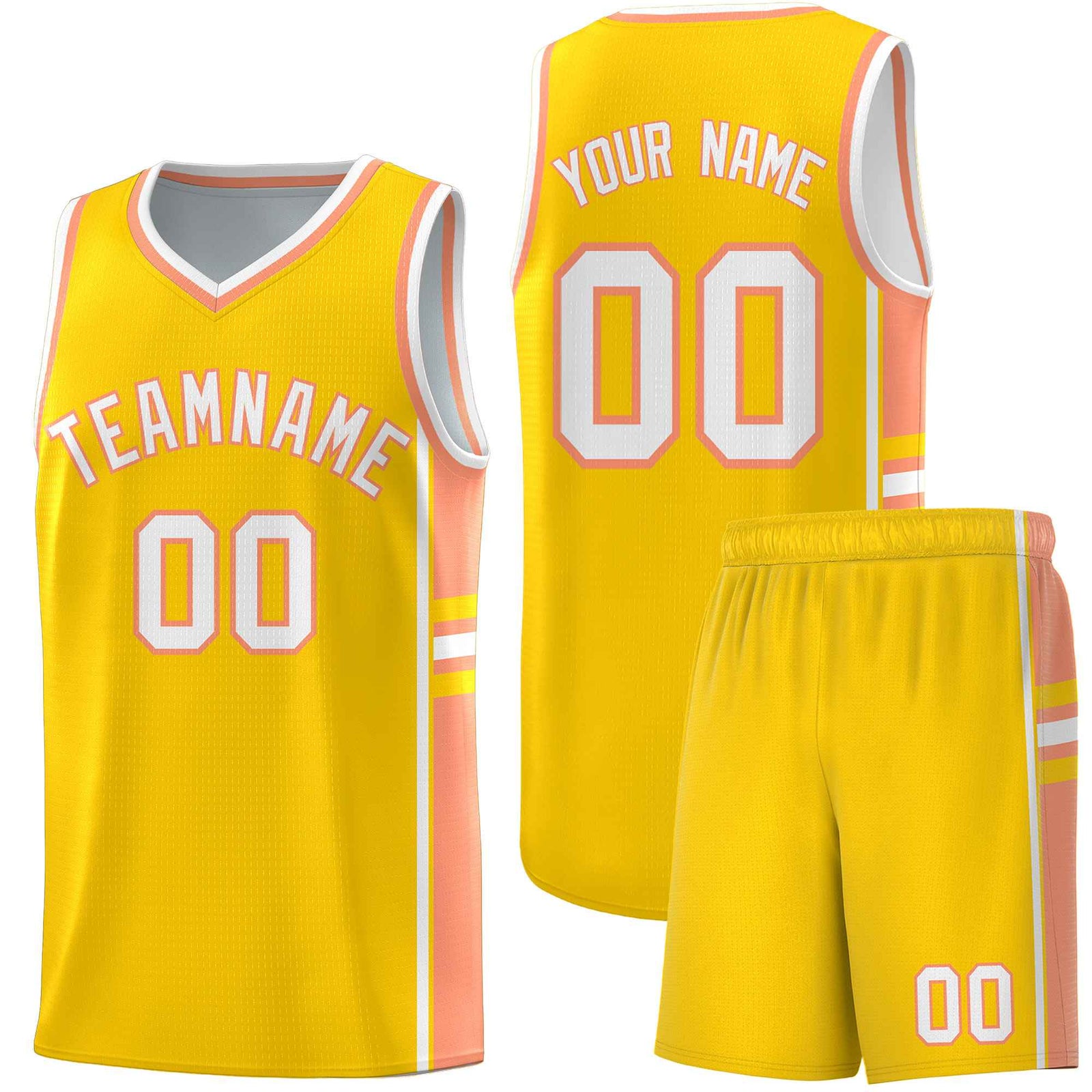 Custom Youth Basketball Jersey - Gold Light Orange Personalized Varsity Two-Tone Uniform